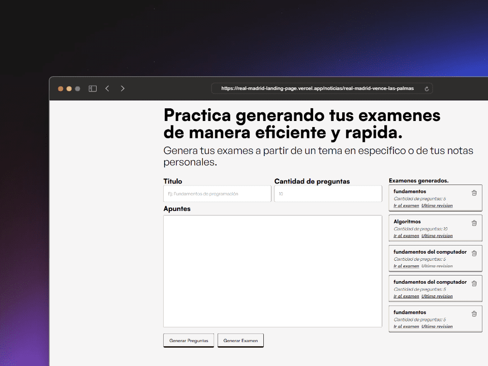 Imagen sobre el proyecto Exams Generator.