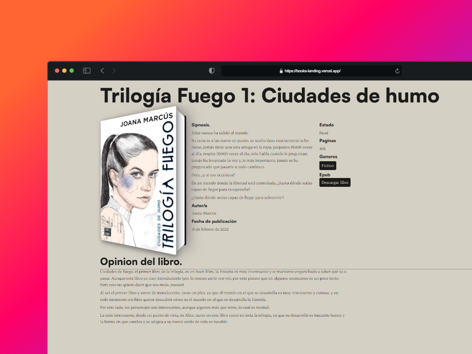 Imagen sobre el proyecto Books landing page